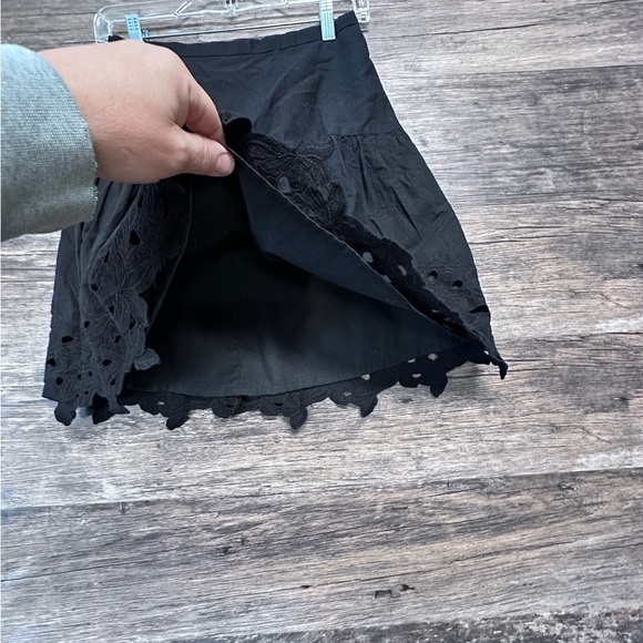 J. Crew Black Mini Skirt with Tiered Lace Design - Picture 4 of 6